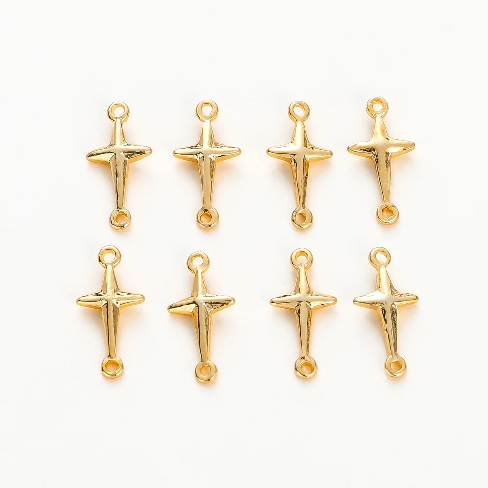 20Pcs 14K/18K Gold Color Plated Brass Star Pendants  13mm Charms Pendant Connectors for DIY Necklace Jewelry Making Supplies