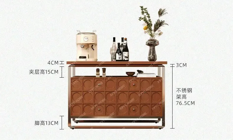 Retro solid wood porch cabinet Medium and ancient style dining side cabinet against the wall Multi-layer storage cabinet