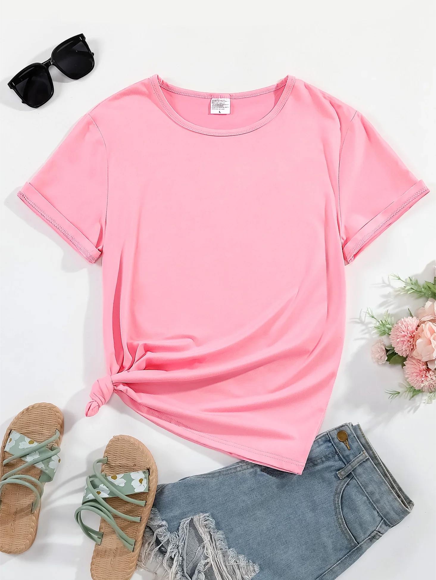 Fashionable New Summer Style Unisex Solid Color Casual Top for Daily Outdoor Sports, Sweat Absorbing Wholesale T-shirt