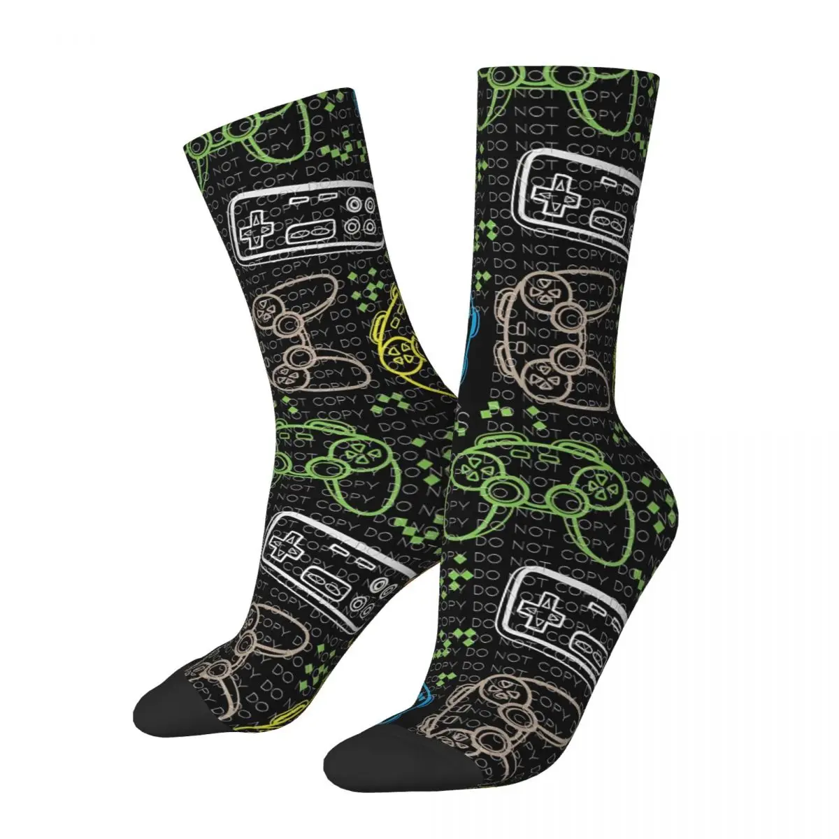 Funny Crazy Sock for Men Neon Video Games Vintage Breathable Pattern Printed Crew Sock Novelty Gift