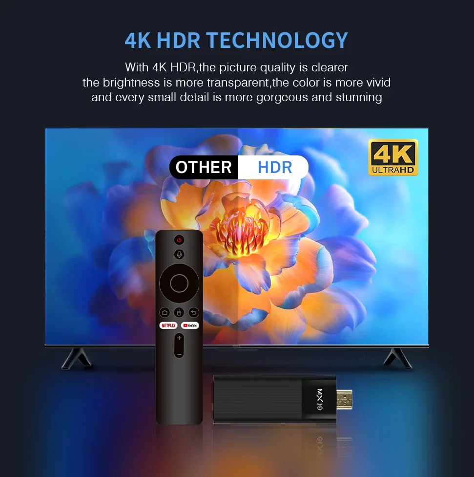 HACHANLUN 4K MX10 F3 PRO TV Stick 4k Fire TV Stick  TV Remote Control Android TV Stick Quad Core Firestick 4k