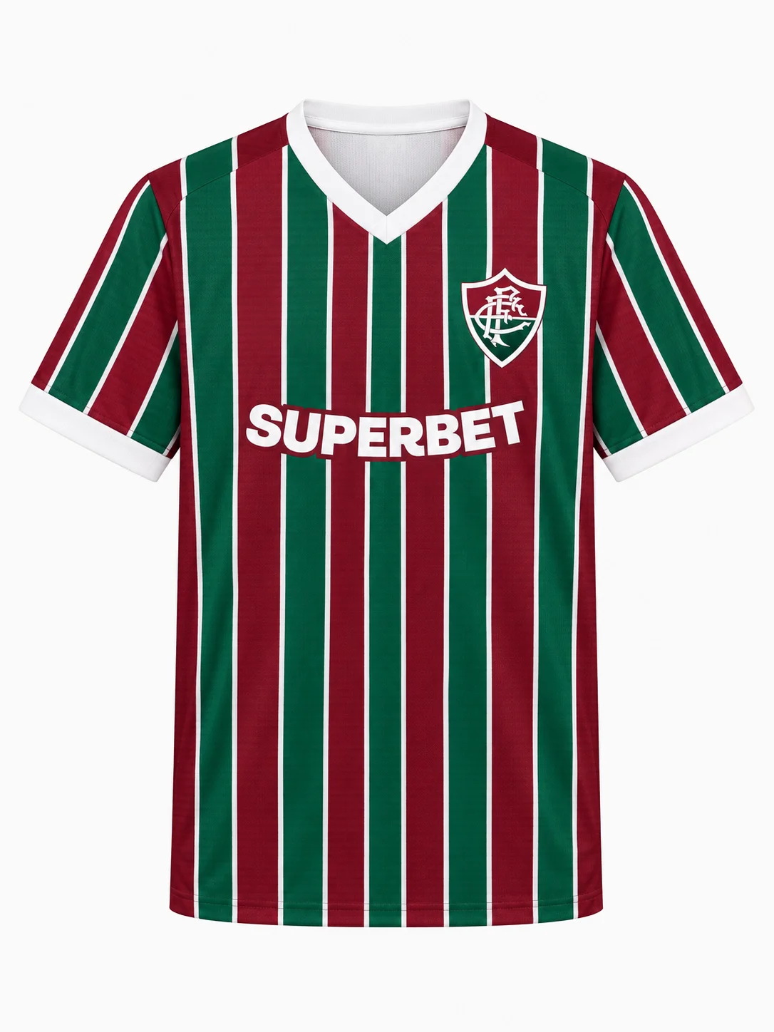 Fluminense 26-27 Heim-Fußballtrikot Grün-Kastanienbraun Gestreift Herren V-Ausschnitt Kurzarm Fußballspiel Training – Detail 3