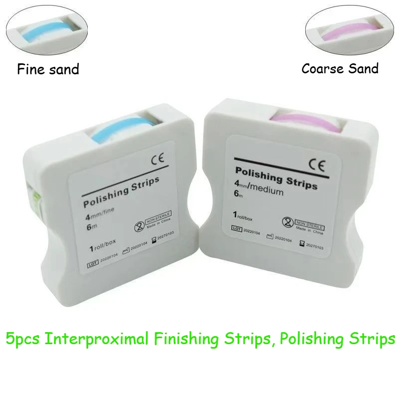 5pcs Color-Coded Rolled Interproximal Strips – Grinding, Debonding & Slotting, Assorted Grits for Deep Cleaning & Polishing