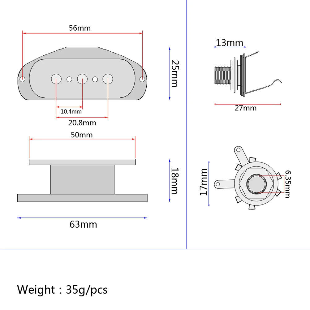 

Maple Wood 3-Pole Three-String Cigar Box Soundhole Pickup Replacement Music Accessories High Permeability Guitar Pickup