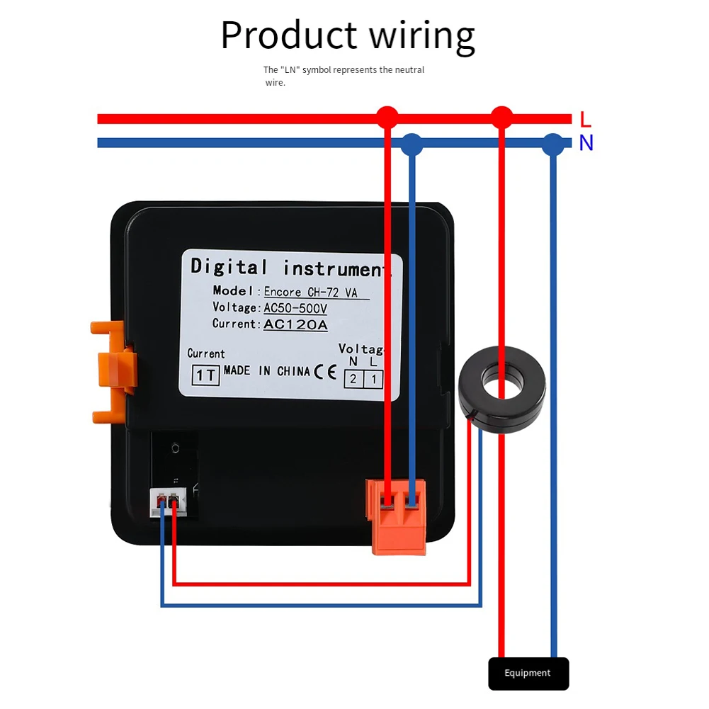 CH72VA120A Digital Display Meter 72x72mm for Industrial Applications Including Power Plants and Electromechanical Devices
