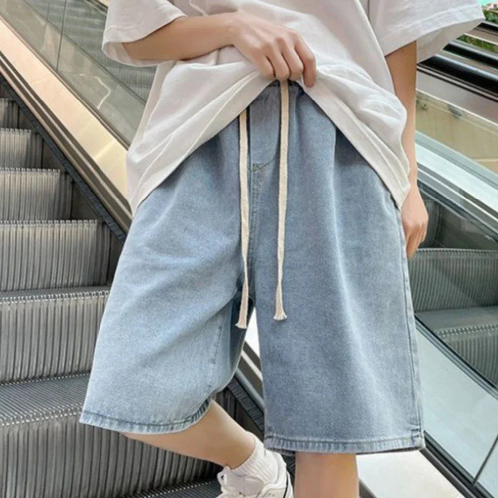 

Mens Jeans Trendy Thin Casual Elastic Waist Loose Straight Sports Shorts 8Size