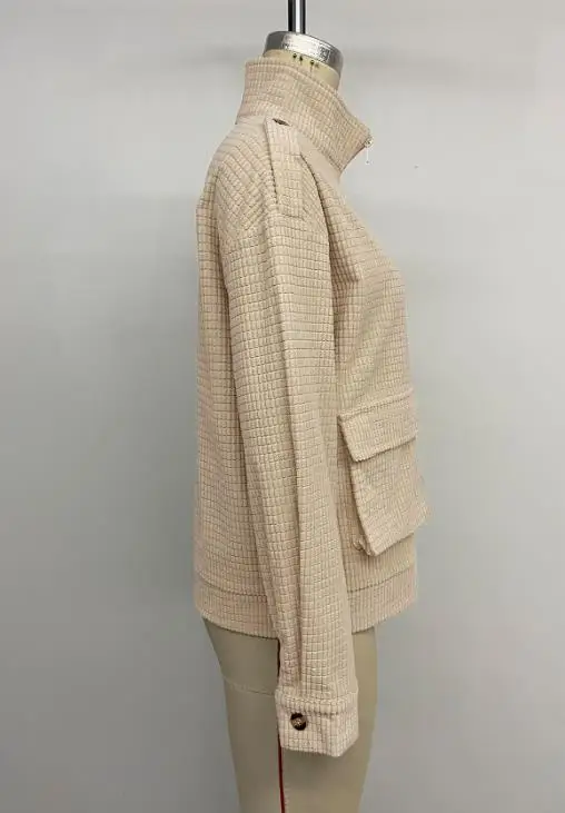 女性ファッション長袖コート秋の新作カジュアルレトロスタイルジャケット、テクスチャードラペルと無地の女性用ジャケット