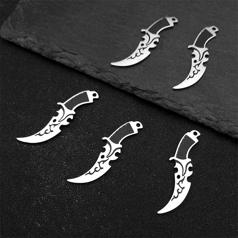 5PCS Northern Europe Viking Sword Charms for Jewelry Making Women Men Stainless Steel Silver Color Making DIY Jewelry Gift