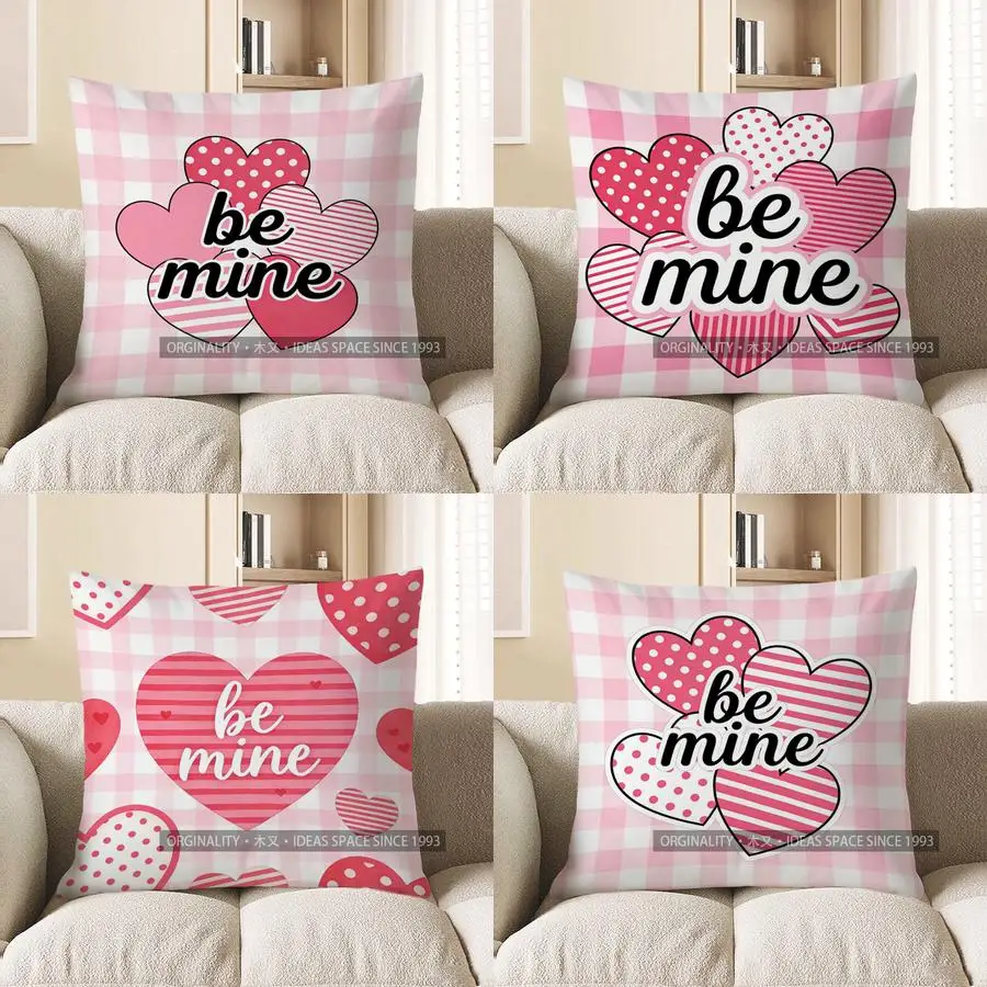 

2D наволочка с надписью «Be Mine Gingham», чехол для подушки с рисунком, подходит для дивана, спальни, автомобиля, наволочка