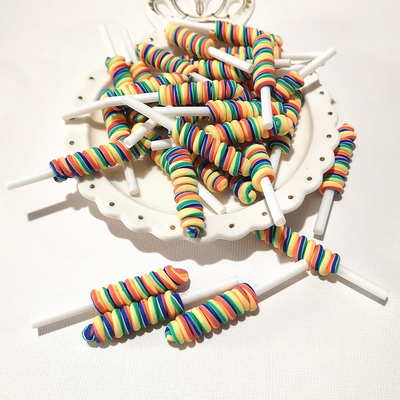 1/2PCS Große Simulieren Ton Lolipop Nette Plastilin Süßigkeiten Flache Rückseite für Kinder DIY Telefon Dekoration Schreibtisch Dekoration fee Garten – Detail 24