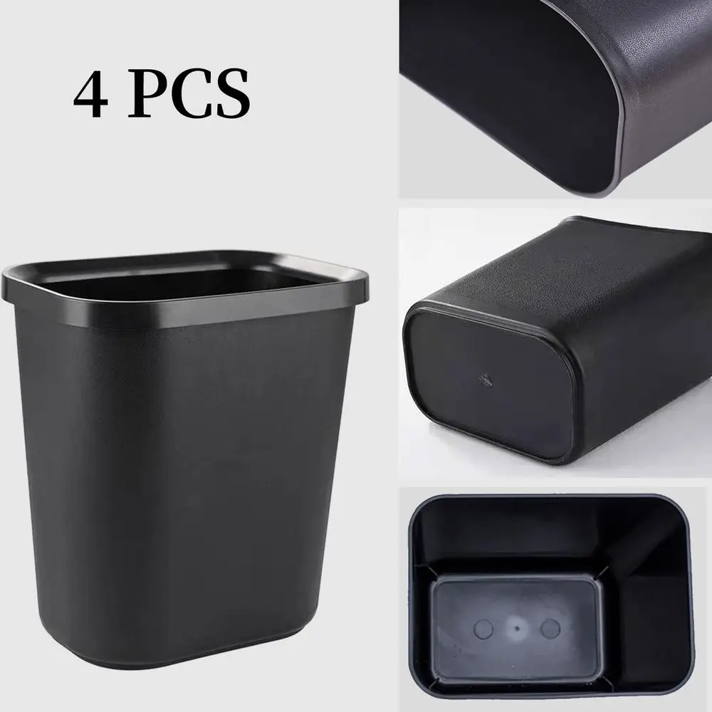 Compact 4-Piece 2-Gallon Plastic Trash Cans for Home, Office, and Kitchen - Slim Design for Tight Spaces