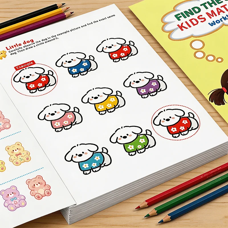 Kids Find The Same Matching Workbook,Visual Discrimination Puzzle Activity Book,Concentration Training Game Book