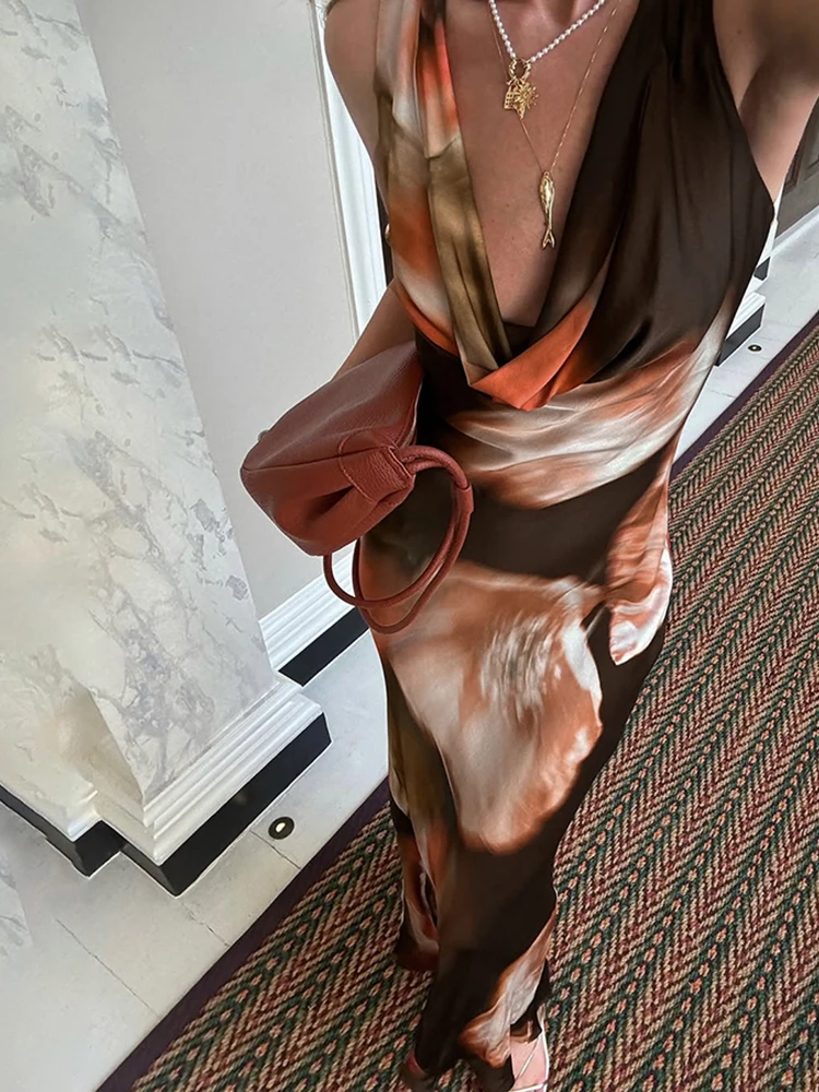 WEIRD PUSS Retro Artistieke Sle Dames Slim Fit Lange Dr Strapl Gedrukt Dr Ele Zomer Faion Plus Size Jurk