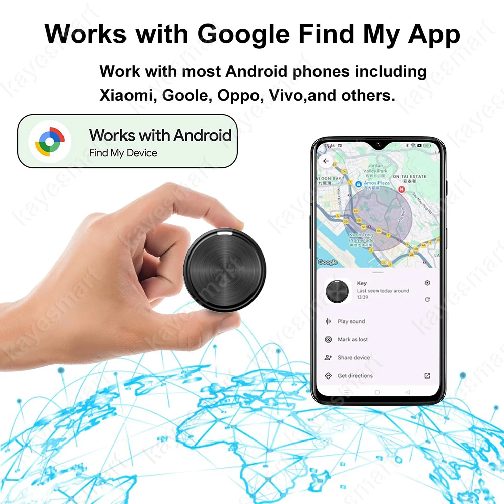 يعمل بلوتوث Mini Key Finder مع تطبيق Google Find Hub ومحفظة العلامات الذكية وجهاز مضاد للفقدان وبطارية قابلة للاستبدال لنظام Android فقط