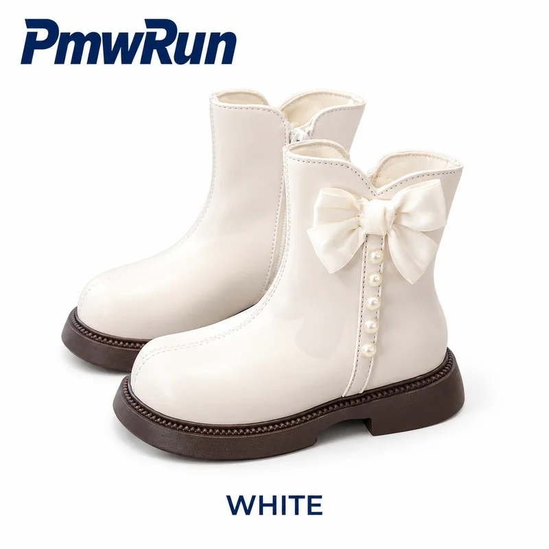 Winter Plush Boots For Girls PU Leather Waterproof Teenager Kid's Snow Footwear Anti-slippery Trend Fashion Padded Cotton Shoes