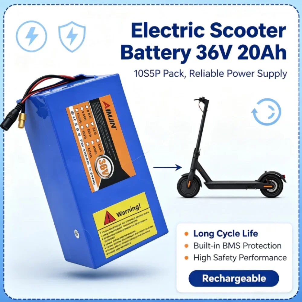 10S5P 36V 20Ah Lithium Ion Battery Pack With Built-in BMS 1000W Motor for Electric Scooter Electric Battery Electric Tricycle