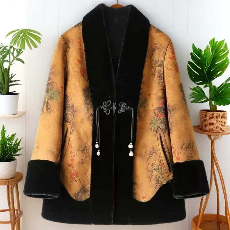 Осень-зима, новая шикарная цельная куртка на меху, женское пальто, свободное меховое пальто с принтом, высококачественное двустороннее пальто из золотой норки и бархата