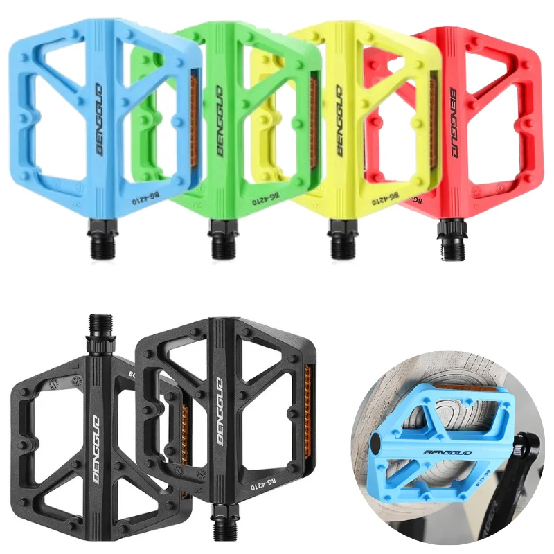 AliExpress Ultralight Double DU Bearing Bike Pedals with Reflector for Mountain Road Cycling Flat Bicycle Platform Pedals Cycling Accessori