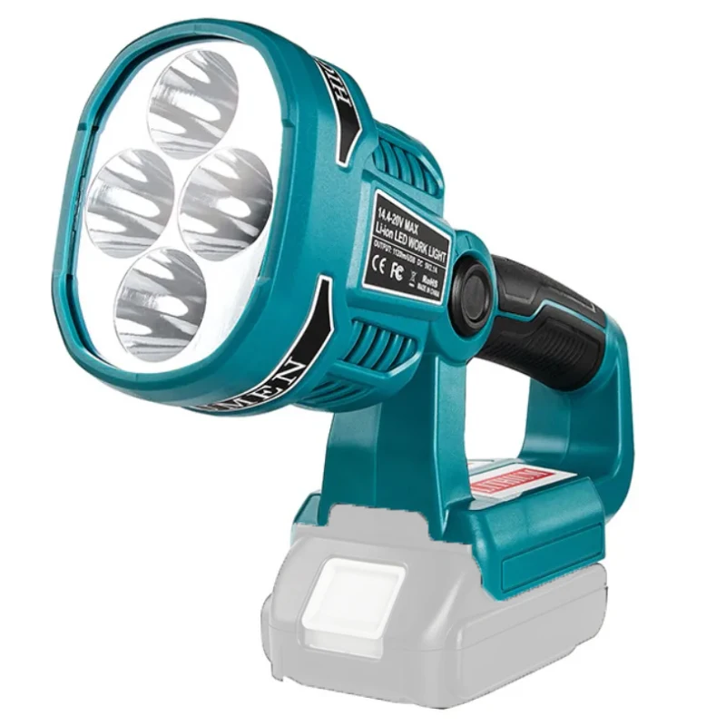 4 Modes Work Light 18/14.4V Cordless LED Flashlight with USB Outdoors Spotlight Light for Makita DML812 Without Battery