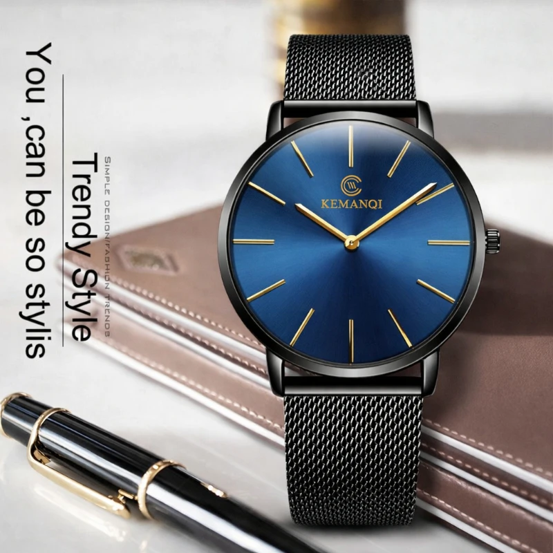 

Fashion Business Men Watches Minimalist Ultra Thin Quartz Watch for Man Casual Mesh Strap Wristwatch Clock Gift horloge mannen