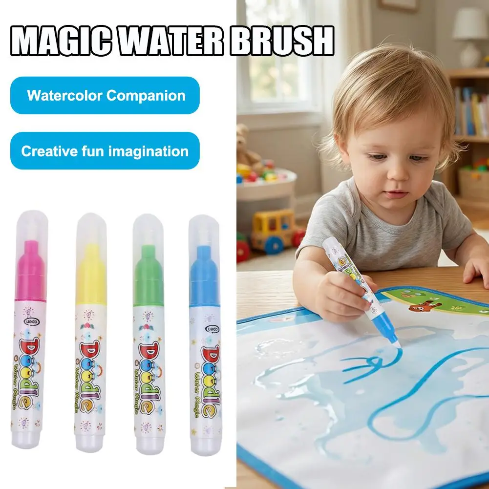 1/4PCS Reusable Magic Water Pen For Water Drawing Book, No-Mess Drawing and Coloring Refillable Water Pen Magic Water Paintbrush