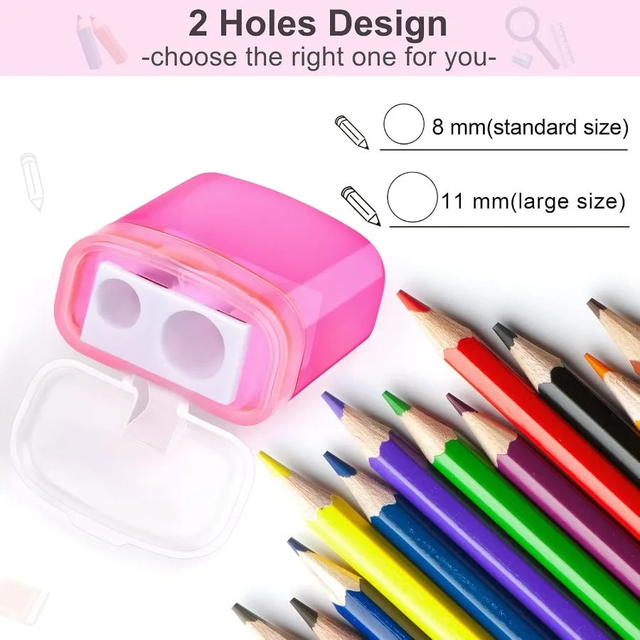 60 قطعة من مبراة أقلام الرصاص اليدوية ذات الفتحة المزدوجة لمبراة أقلام الرصاص ذات الفتحة المزدوجة مثالية للمكتب المدرسي والاستخدام المنزلي متنوعة 4 C