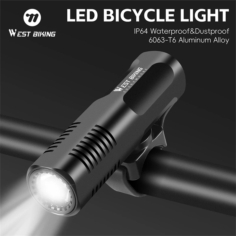 

WEST BIKING 400/800/1000LM Bicycle Light Aluminium Front Light Type-C Rechargeable MTB Road Cycling Headlight Bike Accessories