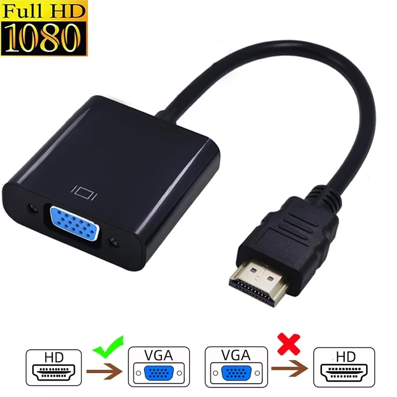 Full HD 1080P HDMI-Compatible Female to VGA Male Adapter HDTV To VGA Converter Adapter For TV Box PC Displayer Projector Laptops