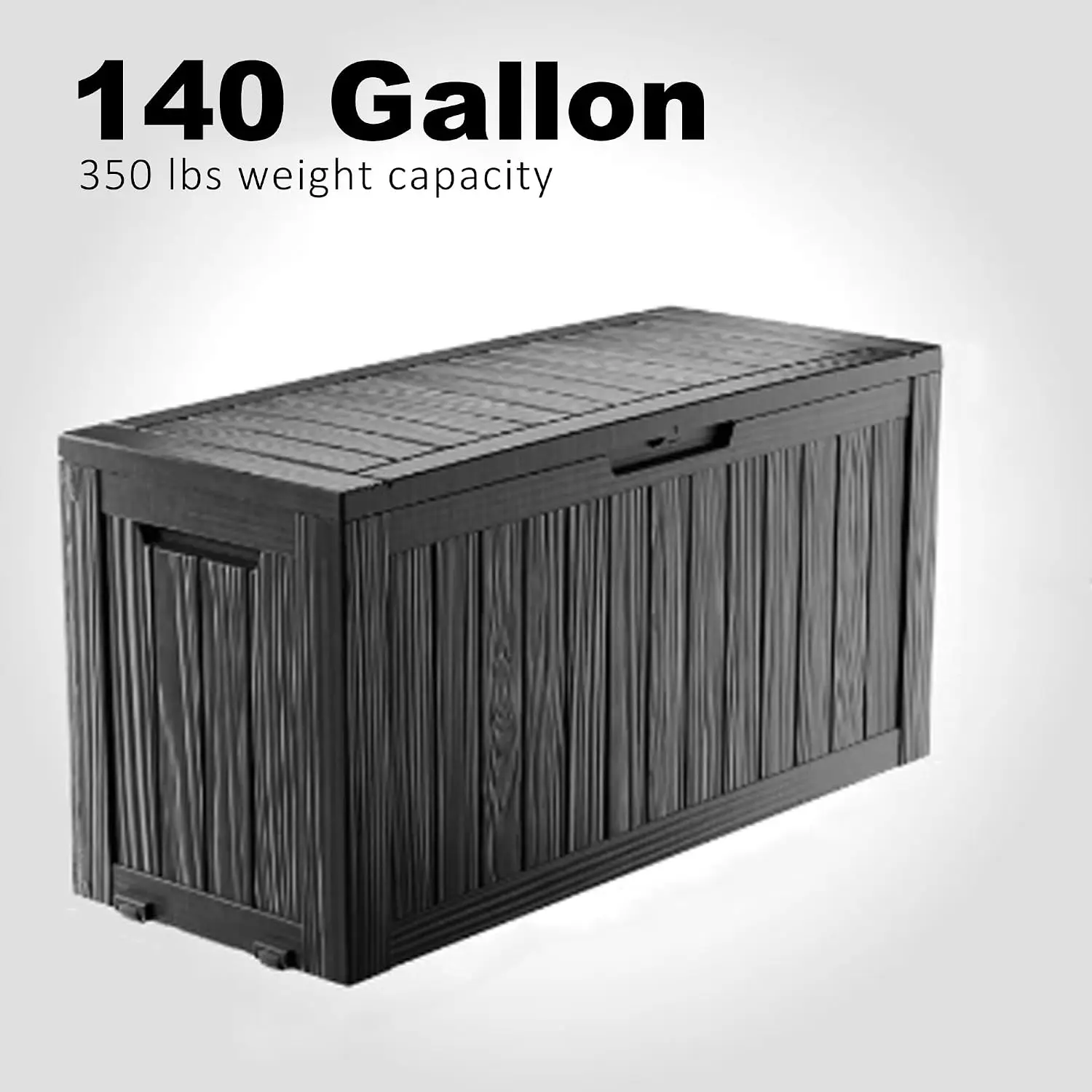 Deck Box Storage Bench with Wheels Outdoor, 140 Gallon, Black