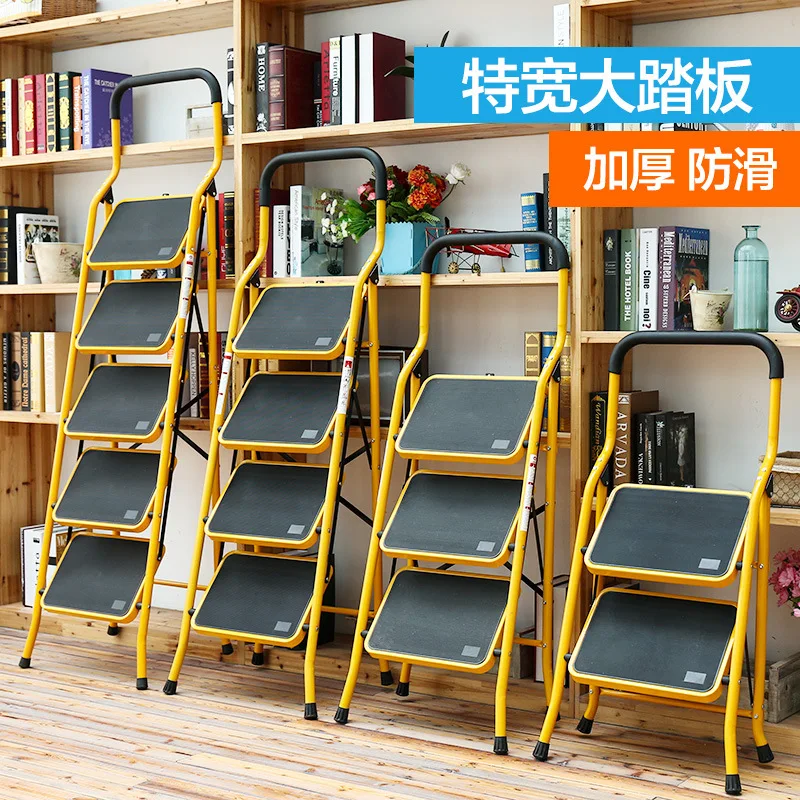 

Ladder Household folding telescopic indoor herringbone ladder Multifunctional ladder Stool escalator Four or five steps