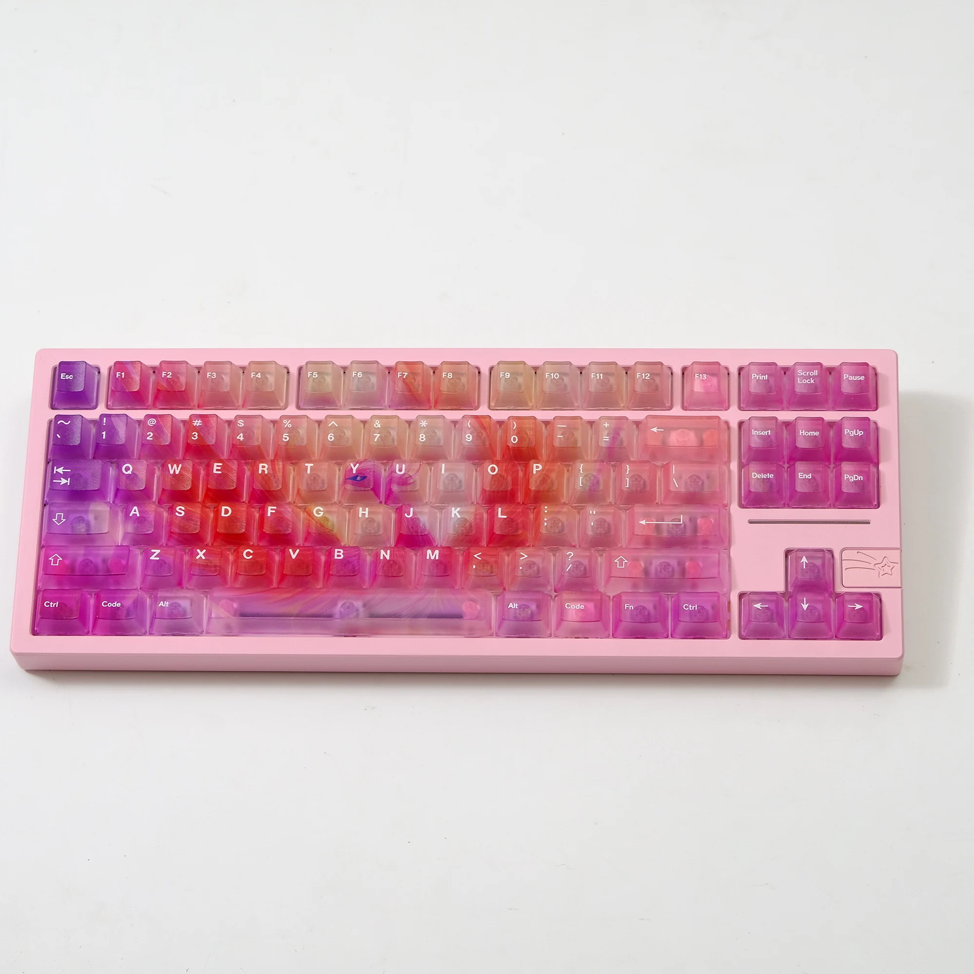 

122 Keys Cherry Profile Colorful Phoenix Theme UV Process Transparent Keycaps Set ABS for Mechanical Switch Keyboard Peripheral
