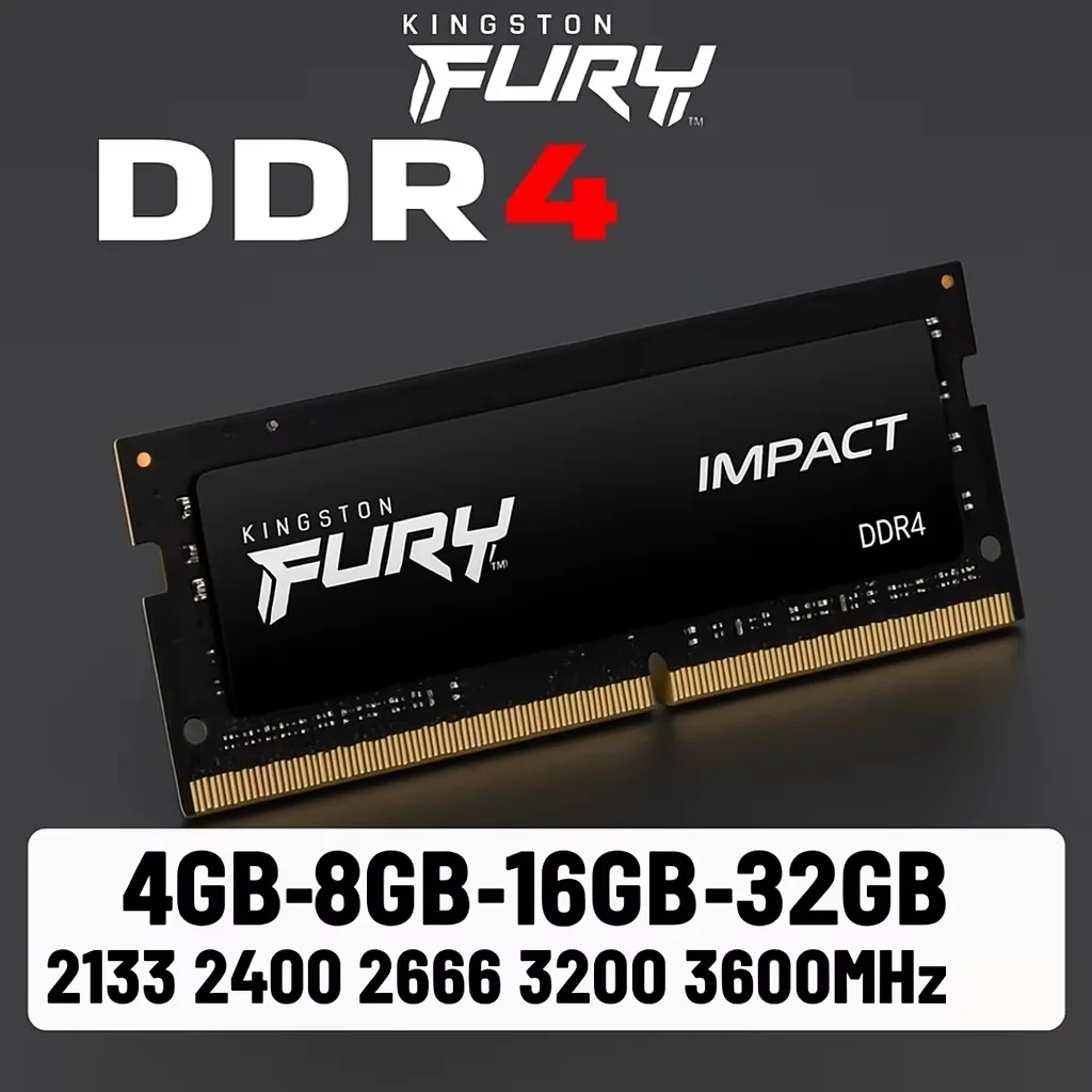Kingston Fury Impact DDR4 RAM 4 8 16 32GB 3200 2666 2400 2133Mhz  260Pin SODIMM PC4-19200 21300 25600 DDR4 Notebook Memory