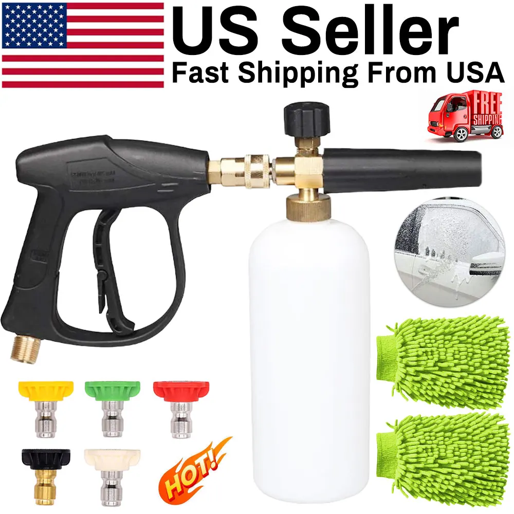 Kit de lavado de alta presión, olla de espuma PA, pistola de pulverización Universal de enchufe rápido de 1/4 ", boquilla de cañón de espuma para nieve para el hogar, pistola de agua para lavado de coches