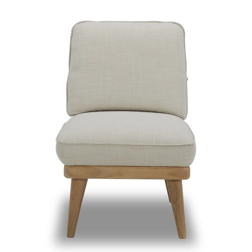 Armless Slipper Accent Chair with Pillow Back Cushion Solid Wood Frame Reinforced Joints Easy Assembly Farmhouse Style