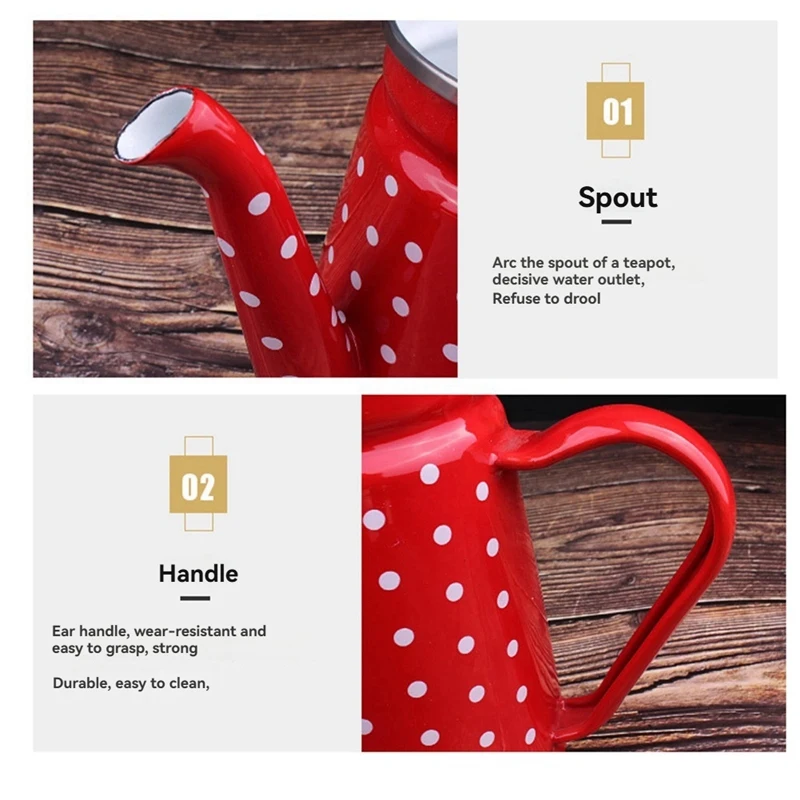 BAAG-Enamel إبريق قهوة 1.2L صب فوق إبريق قهوة إبريق الشاي غلاية غليان الماء إبريق الحليب الشاي تخدم وعاء صانع القهوة وعاء الماء