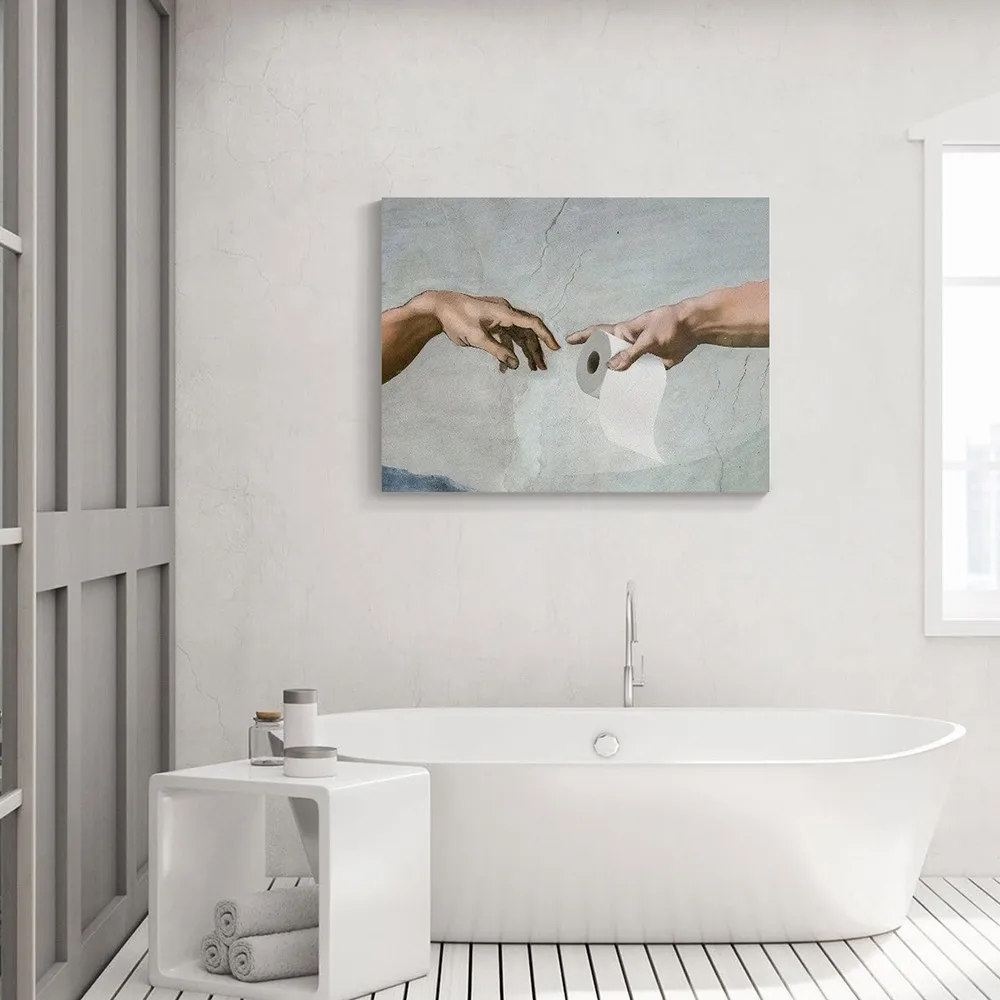 Funny Bathroom Decor Wall Art Poster Modern Passing Tissue Wall Painting Picture for Bedroom Living Room Decor Aesthetic