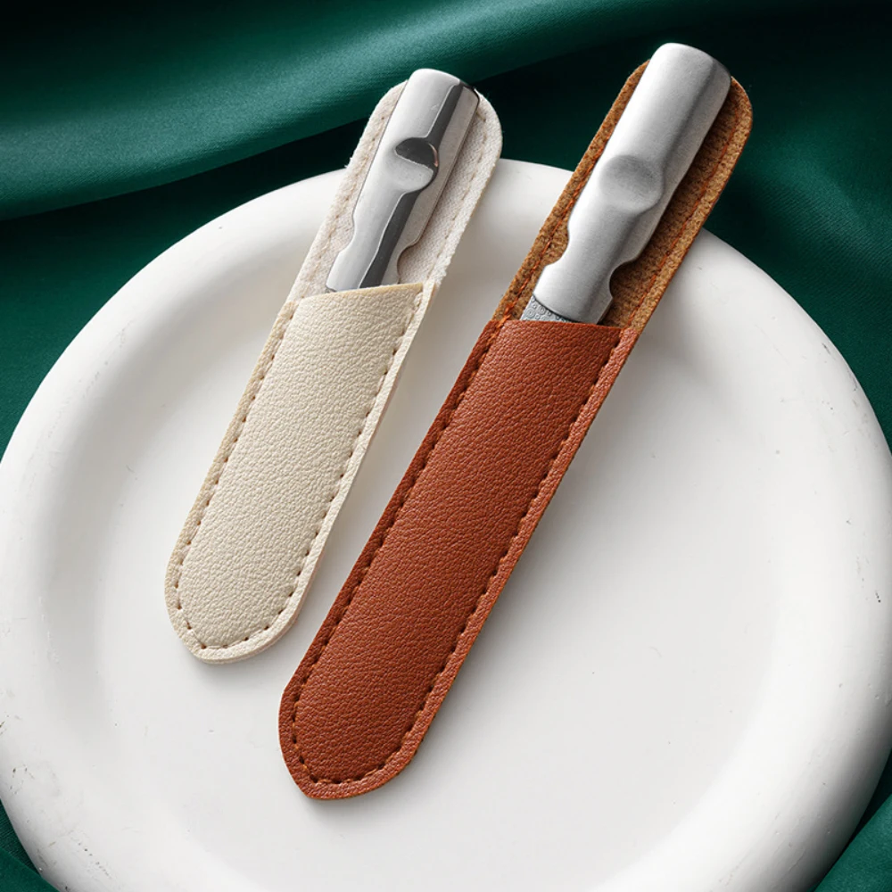 

2Pcs/Set High-end Nail File with Leather Bag Double-sided Anti-slip Handle Professional Finger Toe Nail Care Tools Wholesale