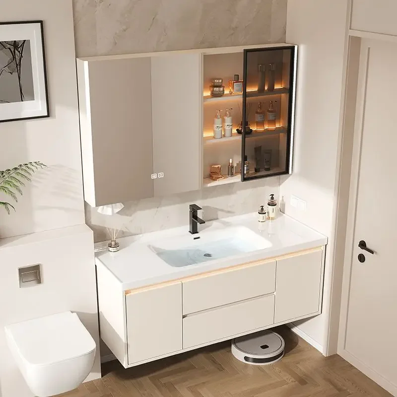 

Organizer Bathroom Cabinets Ceramic Vaniry Smart Mirror Integrated Washbasin Bathroom Cabinet Designer Vestidores Home Furniture