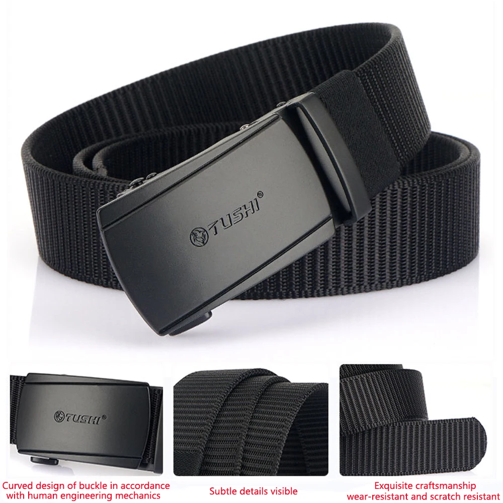 TUSHI New Tactical Belt Metal Automatic Buckle Quick Release Belt Alloy Casual Tooling Training Belt Men's Trousers Outdoor Belt