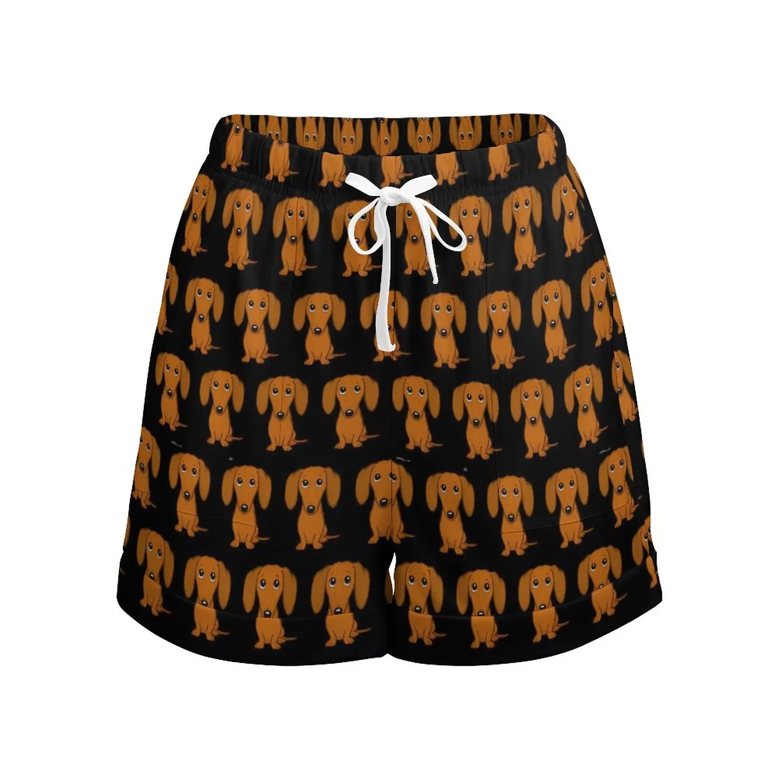 Shorts mit Hundemuster, niedliche Dackel, übergroße lässige Shorts, hohe Taille, kurze Kawaii-Hosen, Damen-Design, Taschenhose