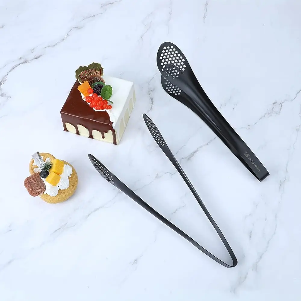 Pinças de buffet de aço inoxidável - Pinça de comida de cozinha resistente para cozinhar e servir (Bla - Pinças de servir de 11"")