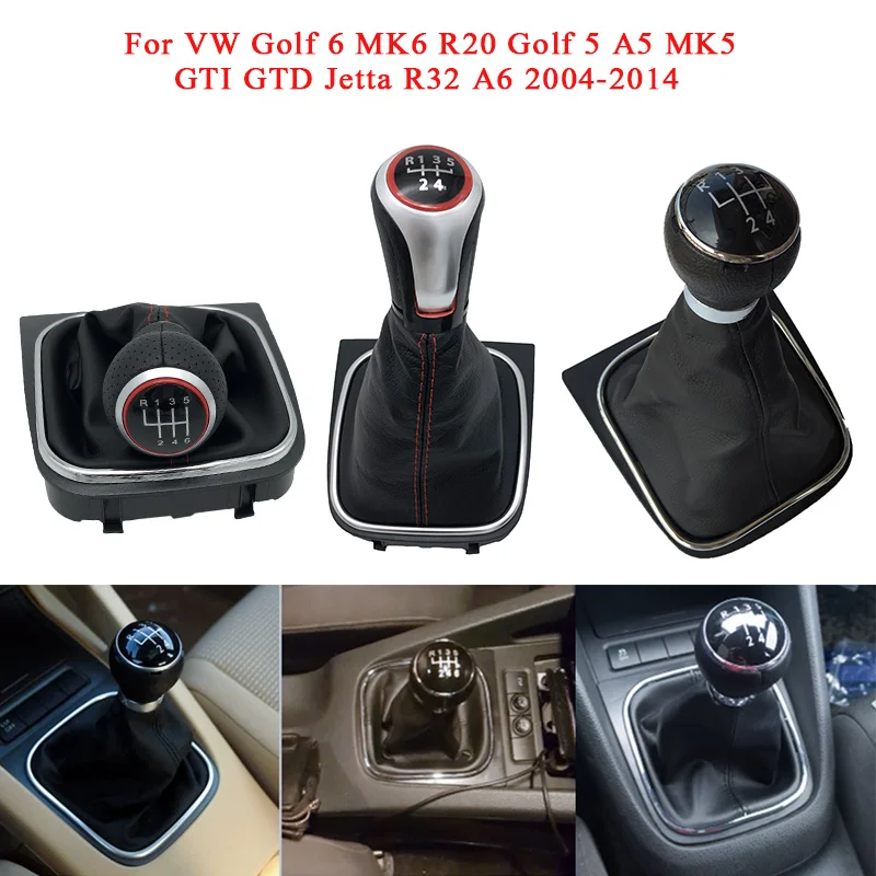 

5/6 Speed Manual Car Gear Shift Knob Stick Lever Shifter HandBall Gaiter Boot For Volkswagen VW Golf 6 MK6 GTI GTD R20 2009-2013