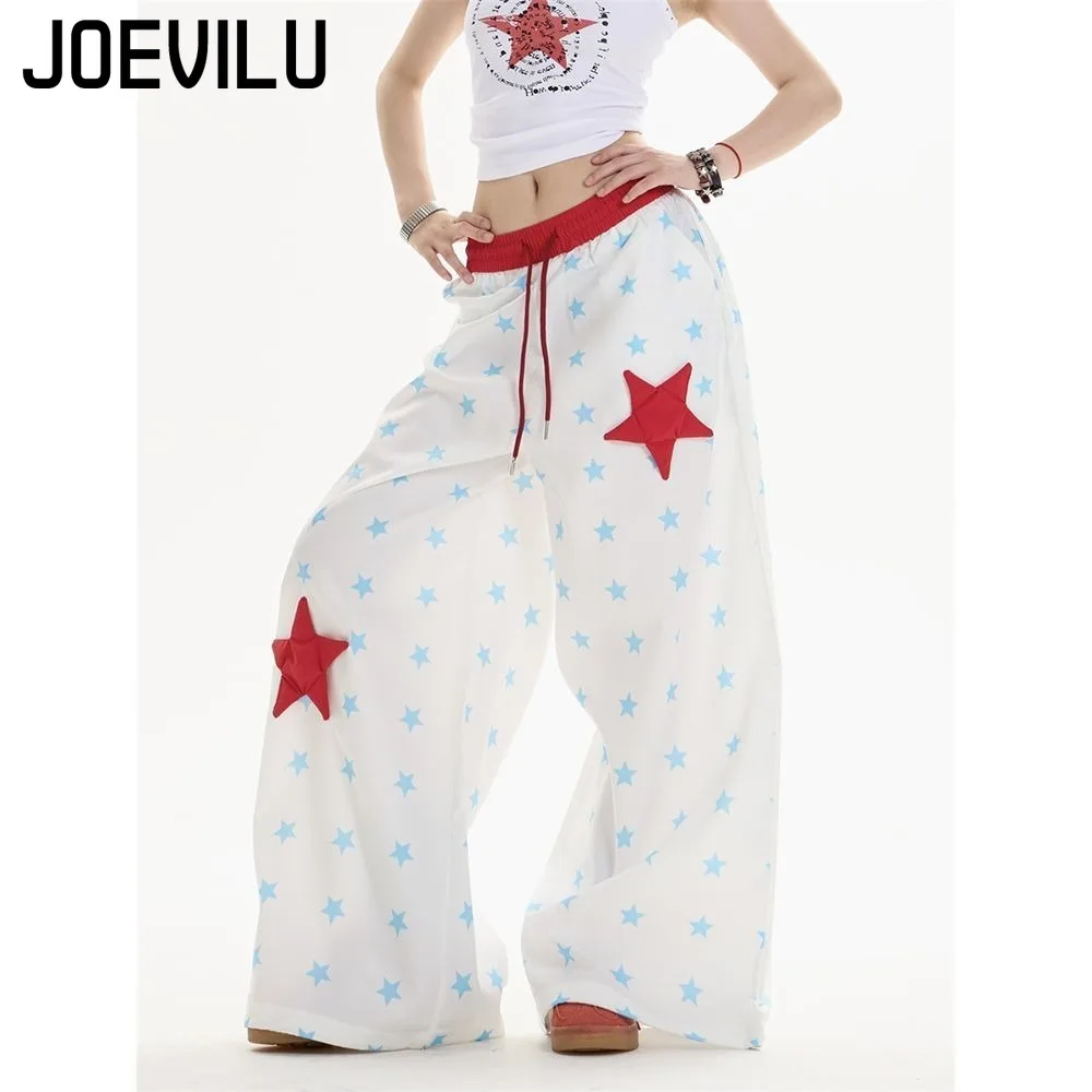 Pantalones de estrella Retro americanos, pantalones informales estampados para mujer, nuevos pantalones holgados, finos y versátiles, ligeros, de pierna ancha, ropa para mujer