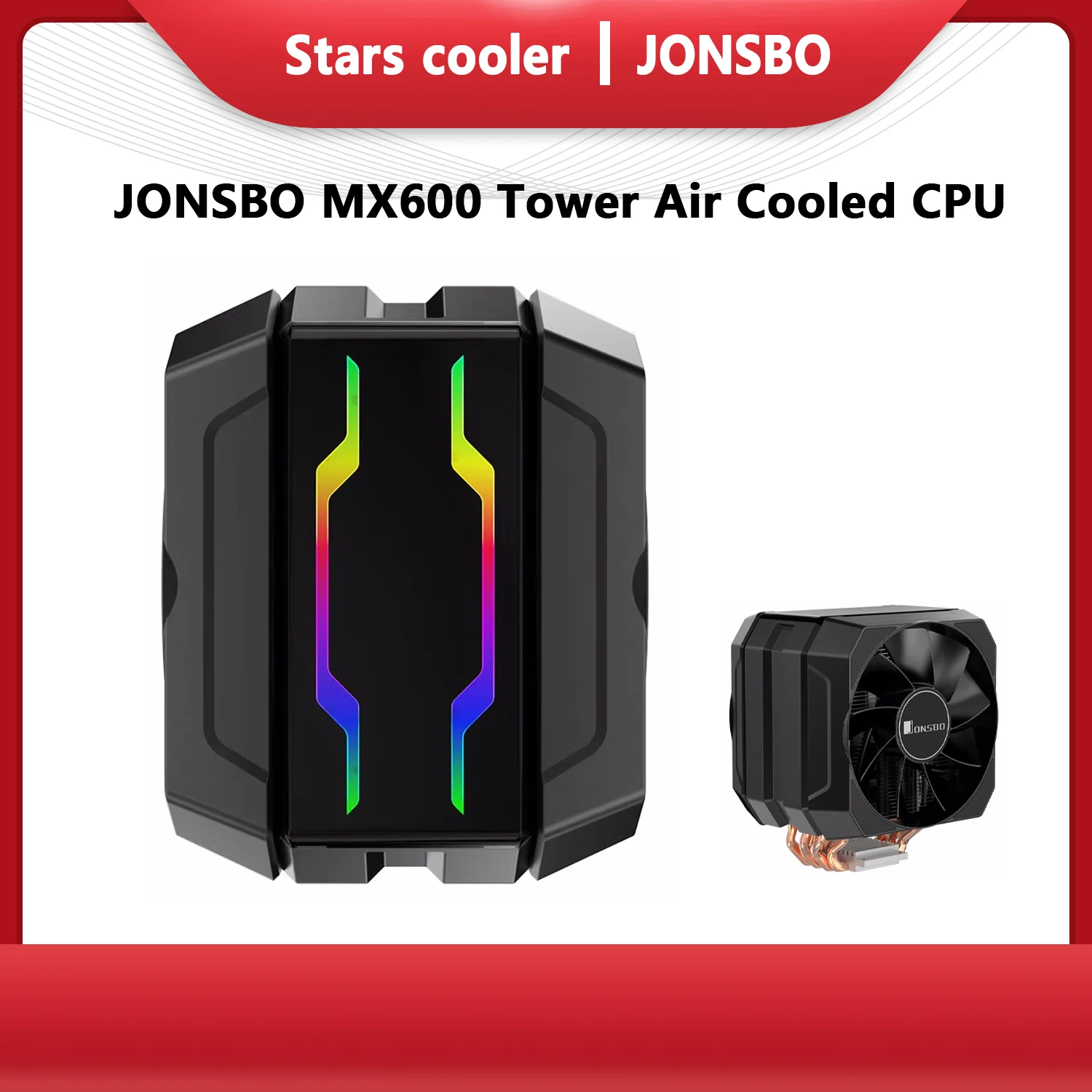 Jonsbo mx600 torre de refrigeração ar cpu radiador duplo ventilador/6 tubos calor/5v argb/controle temperatura inteligente