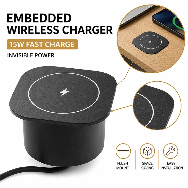 15w-qi急速ワイヤレス充電器-デスクトップ埋め込み型充電パッド-フラッシュマウント-テーブル-ナイトスタンド-グロメット内蔵-eu-us-ukプラグ-ブラック-ホワイト