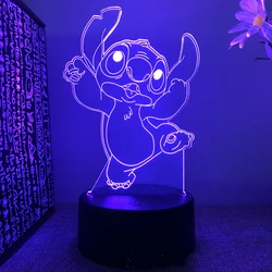 Stitch The Movie3D luz LED para mesita de noche, luz nocturna que cambia de Color, decoración de regalo de cumpleaños y Navidad