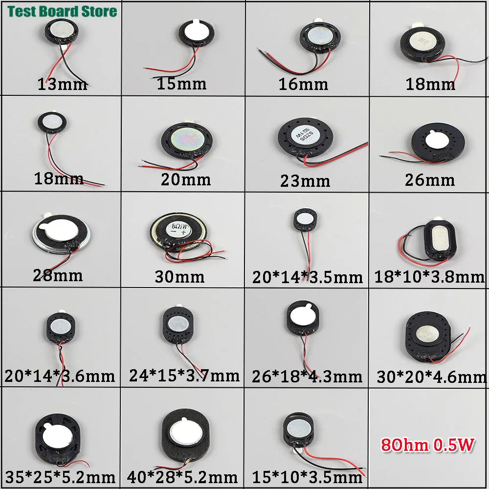 

1Piece 13mm 15mm 16mm 18mm 20 23 26 28 30 MM Mini Speaker Round Runway Loudspeaker 8Ohm 0.5W For MP4 Toys Cellphone Small Audio