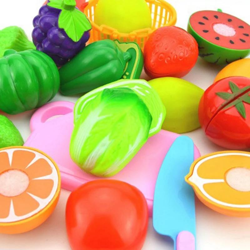 Ensemble de fruits coupés de cuisine de Simulation de YSUN-23 pièces, ensemble de maison de jeu avec panier de rangement pour jeux de rôle pour enfants