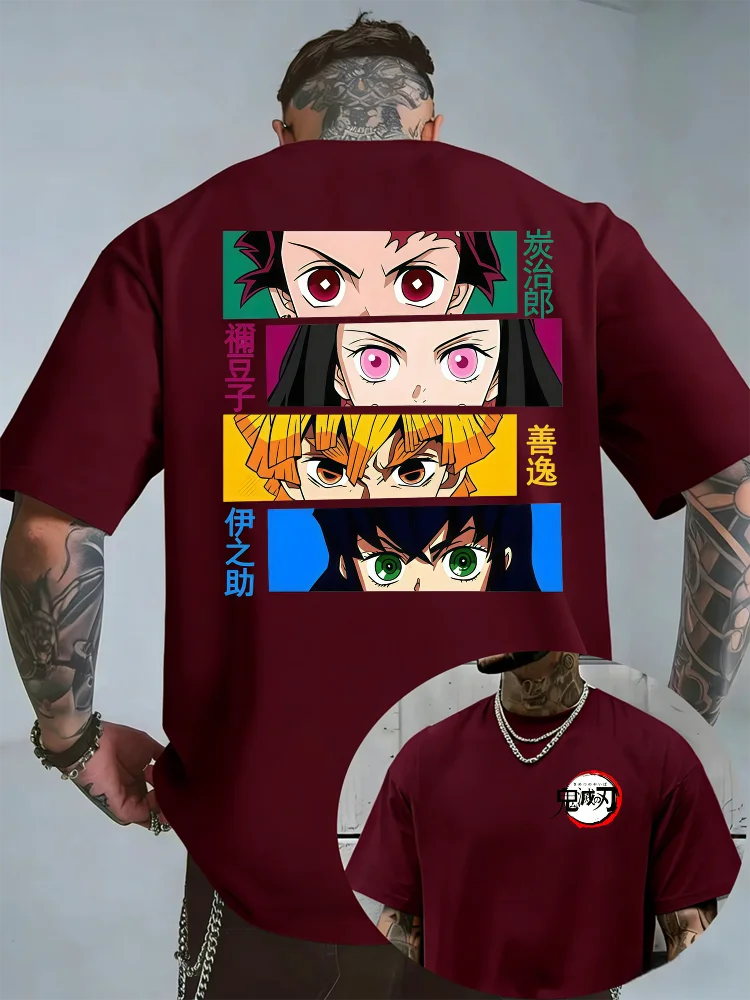 Demon Slayer Halloween Joint T-Shirt Sommer Unisex lockeres und atmungsaktives Baumwoll-T-Shirt-Oberteil – Detail 7