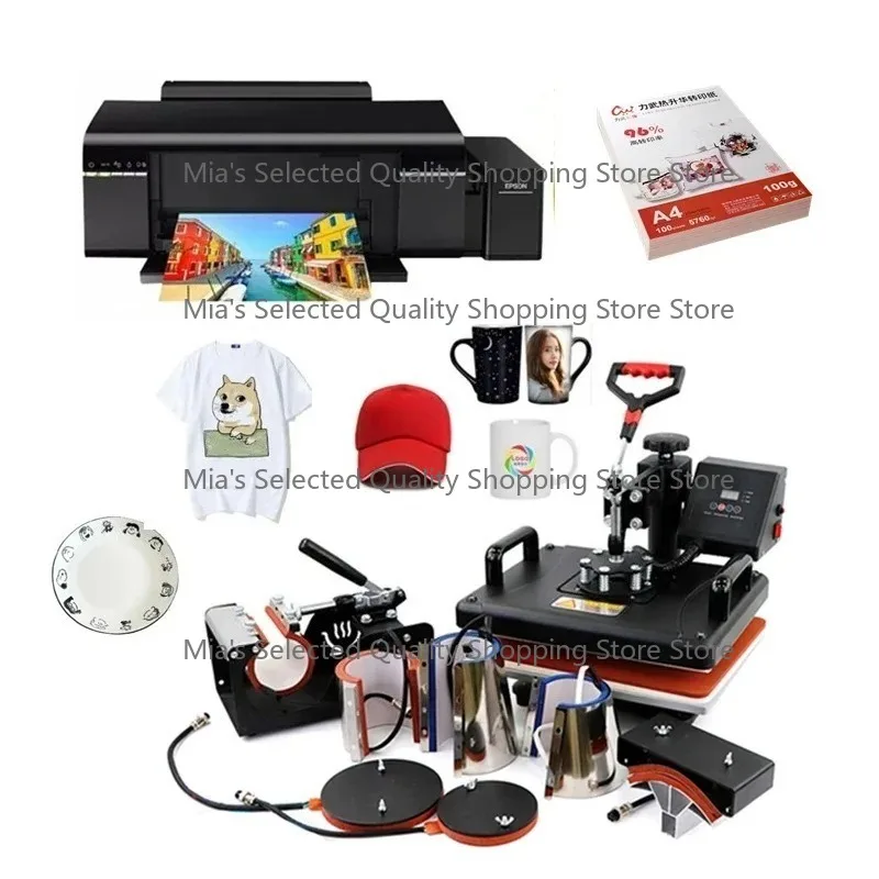 8 In 1 Combo Sublimation Printer Heat Transfer Heat Press Machine For DIY Cap Mug Plate T-shirts Bottle Phone Case Hot Stamping